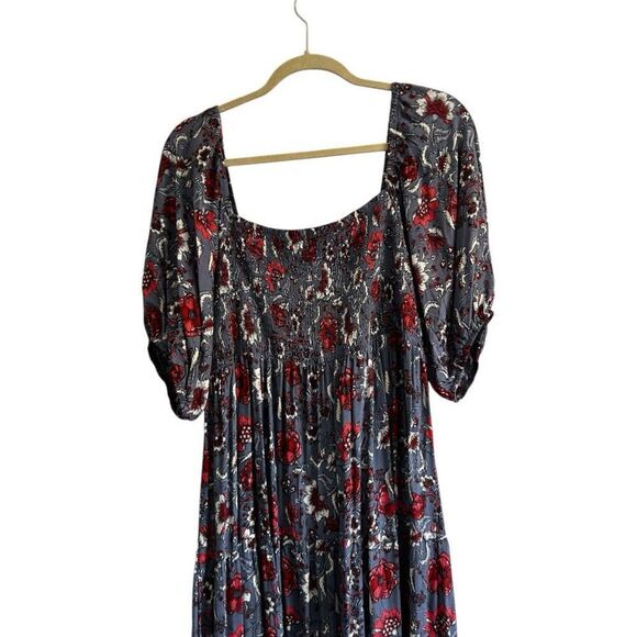 Knox Rose Sky Blue Boho Bohemian Midi Dress Size XXL Tiered Bishop Sleeve - Picture 8 of 13